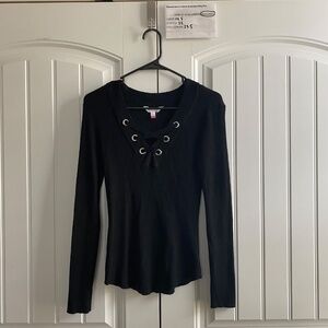 No Boundaries Junior Girls Ribbed Long Sleeve Sweater Knit Teen, Black SZ M 7/9